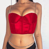 NewAsia Sexy Bustier Crop Top Women Clothing 2019 Summer Fashion Chain Strap Padded Satin Cropped Black Festival Top Streetwear
