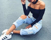 Simenual Autumn Off Shoulder Crop Top T Shirts Hot Sale Long Sleeve Solid Short T-Shirts for Women Clothing Fashion Slim T-Shirt