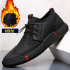 Brand High quality all Black Men's leather casual shoes Fashion Sneakers winter keep warm with fur flats big size 45 46 LG-11