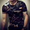 Summer Fashion Men's T Shirt Casual Patchwork Short Sleeve T Shirt Mens Clothing Trend Casual Slim Fit Hip-Hop Top Tees 5XL