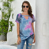 T-shirt Women Summer Tops Tie Dye Printed V-Neck Casual Ladies Clothing Tees Shirts Femme 2020 Fashion Red Womens Clothes Vogue
