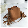vip Fashion Scrub Women Bucket Bag Vintage Tassel Messenger Bag High Quality Retro Shoulder Bag Simple Crossbody Bag Tote