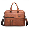 Vintage Men's Business Handbag Shoulder Bag Soft PU Leather Retro Laptop Shoulder Bag Large Capacity Male Handbag File Bag Bolsa