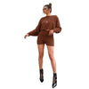 summer flannel two pieces set solid women streetwear sweatshirts crop top+ shorts outfit fashion tracksuit velvet clothing 2020