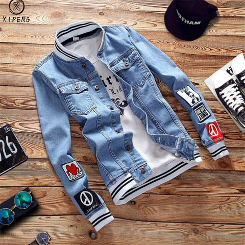 New Fashion Male Pilot Denim Jacket Mens Jackets Casual Bomber Baseball Clothing Men Brand Jean Jacket and Coats Spring Autumn