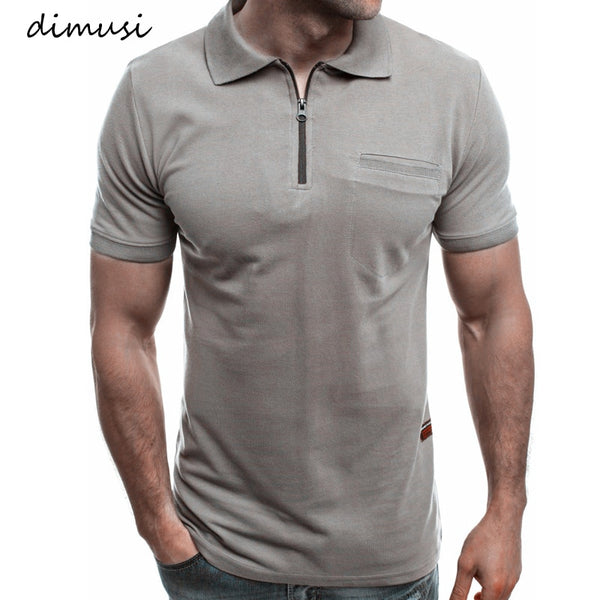 DIMUSI Men Polo Shirts Summer Men Casual Short Sleeve Polos Shirts Fashion Mens Slim Zipper Tops Tees Para Hombre Brand Clothing