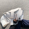 Silver Chain Design PU Leather Crossbody Bags For Women 2020 White Shoulder Messenger Handbags Small Chest Bag Travel