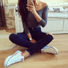 Simenual Autumn Off Shoulder Crop Top T Shirts Hot Sale Long Sleeve Solid Short T-Shirts for Women Clothing Fashion Slim T-Shirt
