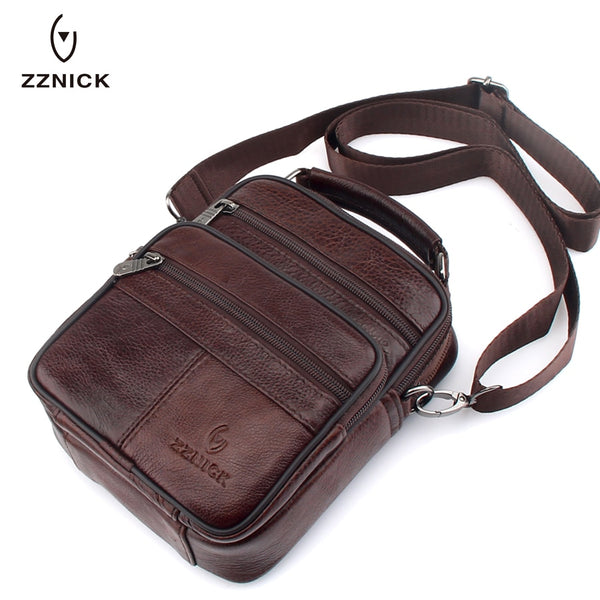 ZZNICK 2020 New Fashion Genuine  Leather Shoulder Bag Small Messenger Bags Men Travel Crossbody Bag Handbags Men Bag Flap