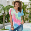 T-shirt Women Summer Tops Tie Dye Printed V-Neck Casual Ladies Clothing Tees Shirts Femme 2020 Fashion Red Womens Clothes Vogue