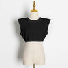 TWOTWINSTYLE Minimalist Women T Shirt O Neck Sleevelesss Elegant Short T-Shirt For Female Fashion Clothing 2020 Spring Summer