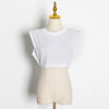 TWOTWINSTYLE Minimalist Women T Shirt O Neck Sleevelesss Elegant Short T-Shirt For Female Fashion Clothing 2020 Spring Summer