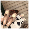 2020 Brand Designer Women Slippers Slip On Mules Flat Heel Casual Shoes British Buckle Slides Wooden Block Heels Summer Footwear