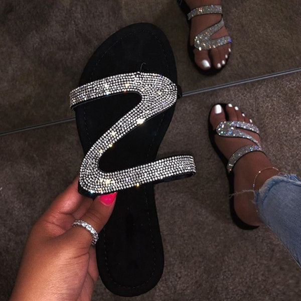 Women Summer Flat Bling Slippers Ladies Crystal Soft Flip Flops Female Outdoor Casual Beach Shoes Woman Slides New Fashion 2020