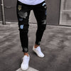 hole embroidered jeans Slim men trousers NEW 2020 men's Casual Thin Summer Denim Pants Classic Cowboys Young Man black blue