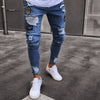 hole embroidered jeans Slim men trousers NEW 2020 men's Casual Thin Summer Denim Pants Classic Cowboys Young Man black blue