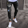 hole embroidered jeans Slim men trousers NEW 2020 men's Casual Thin Summer Denim Pants Classic Cowboys Young Man black blue