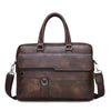 Vintage Men's Business Handbag Shoulder Bag Soft PU Leather Retro Laptop Shoulder Bag Large Capacity Male Handbag File Bag Bolsa