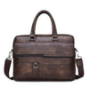 Vintage Men's Business Handbag Shoulder Bag Soft PU Leather Retro Laptop Shoulder Bag Large Capacity Male Handbag File Bag Bolsa