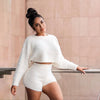 summer flannel two pieces set solid women streetwear sweatshirts crop top+ shorts outfit fashion tracksuit velvet clothing 2020